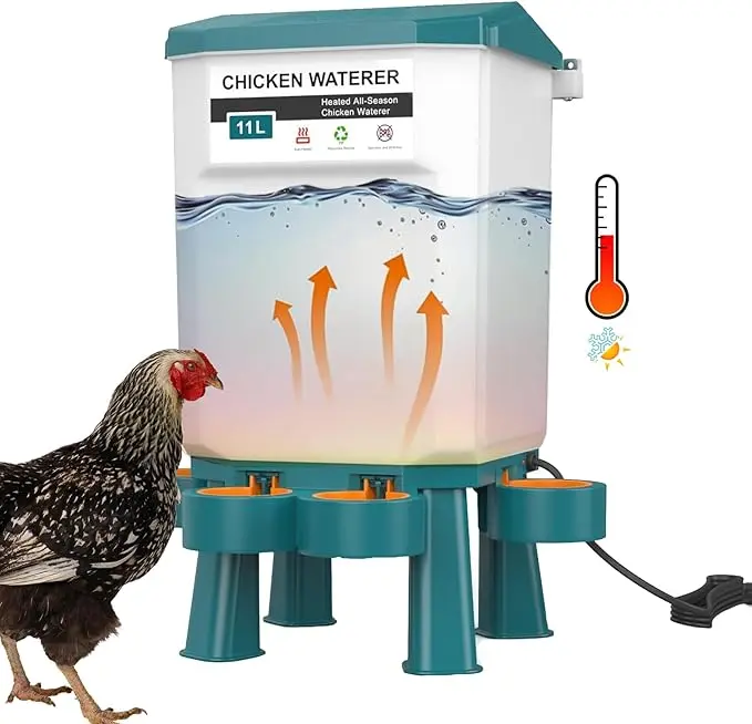 1pc Electrically-Heated Hanging Gravity Insulated Waterer - Pet Poultry Feeding Tool with Heating Function for Home or Farm Chickens, No