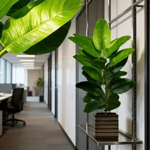 Large Fake Banana Tree with Real Touch Leaves, Artificial Plants, Stunning Floor Foliage for Home Decor, Office, Desktop Display, Restaurant, Bar, Holiday Decoration