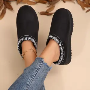 Women's Platform Cotton Slippers Mini Boots with Plush Fleece Lining Fuzzy Warm Slippers for Women Slip on Shoes