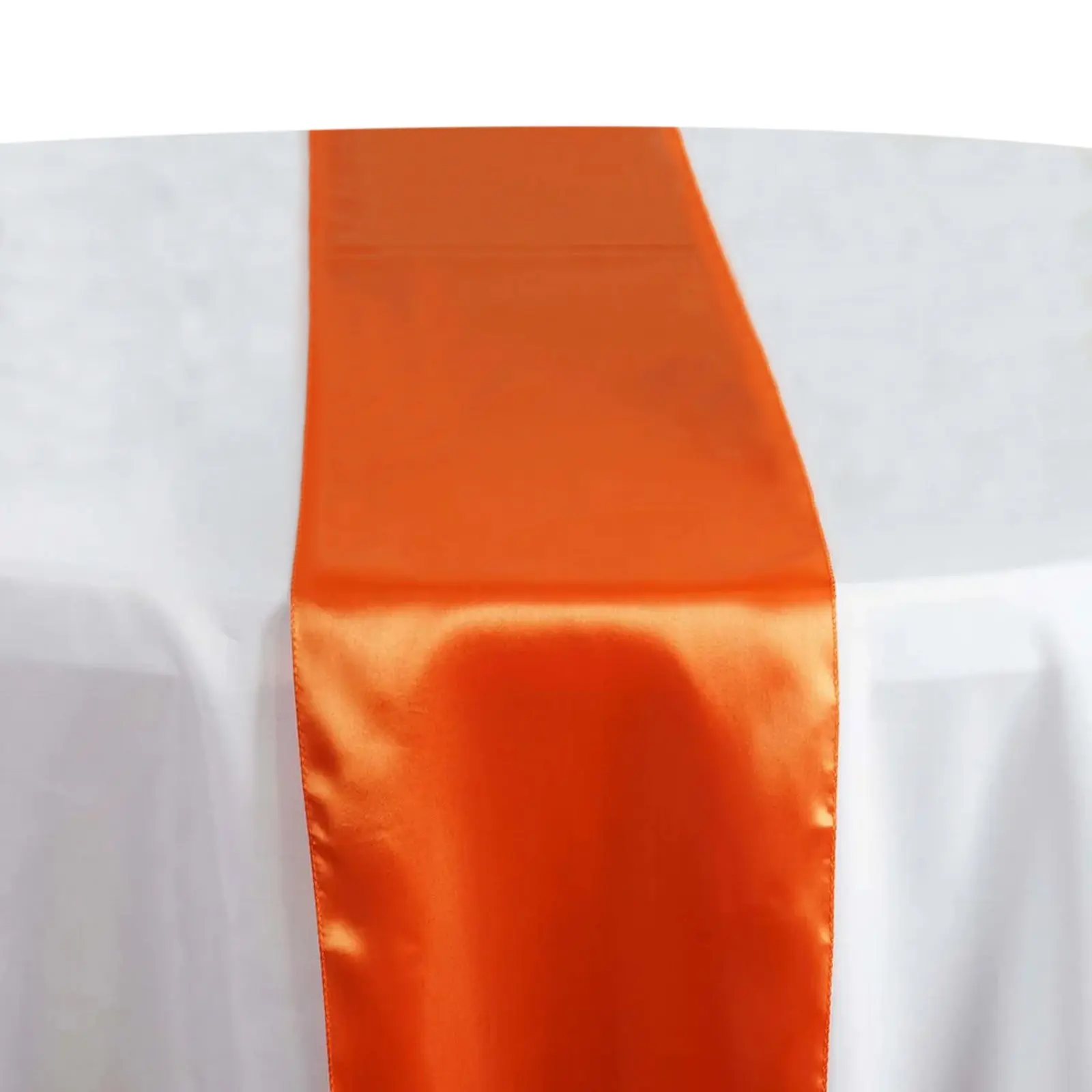 Satin Table Runner, 12"x108" Orange Cloth - Stylish Household Kitchen Textile Linen