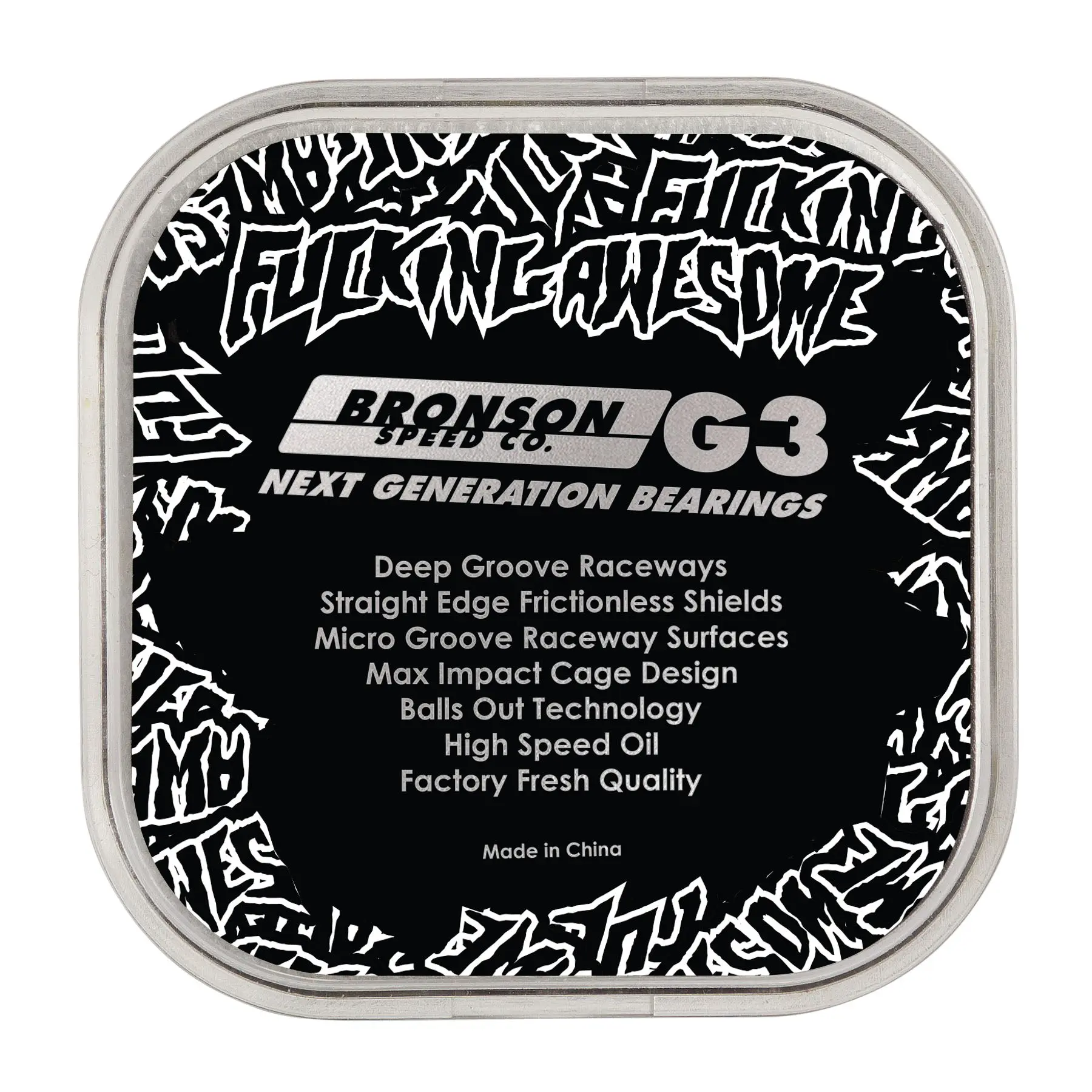 Fucking Awesome G3 Bronson Unisex Steel Deep Groove Precision Fit Shockproof Skateboard Bearings, Speed Riding