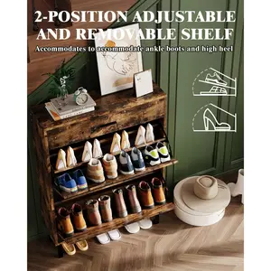 Shoe Cabinet Storage with 3 Drawers, Freestanding Shoe Organizer, Shoe Rack Storage with 3-Tier Adjustable Shelves for Hallway, Porch, Entryway