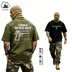 Cotton Men's T-Shirt Soft Fabric Tee Streetwear Black tshirt  Military Style Tactical Math Tee Vintage Print Blessed Cross Graphic Shirt Relaxed Fit Unisex Short Sleeve Fashion GYM Rides Casual Menswear Athletic Outfits Classic Top Gift for Boyfriend