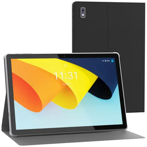 BYYBUO 10.1-Inch Android Tablet with Case - Allwinner A333 Quad-Core Processor, Built-In 5000mAh Batteries, 1280x800 IPS Touchscreen, 5MP+8MP Cameras, Bluetooth 5.3, WiFi, Metal Body, GMS-Certified, Easy-to-Use Cost-Effective Tablets for Daily Leisure