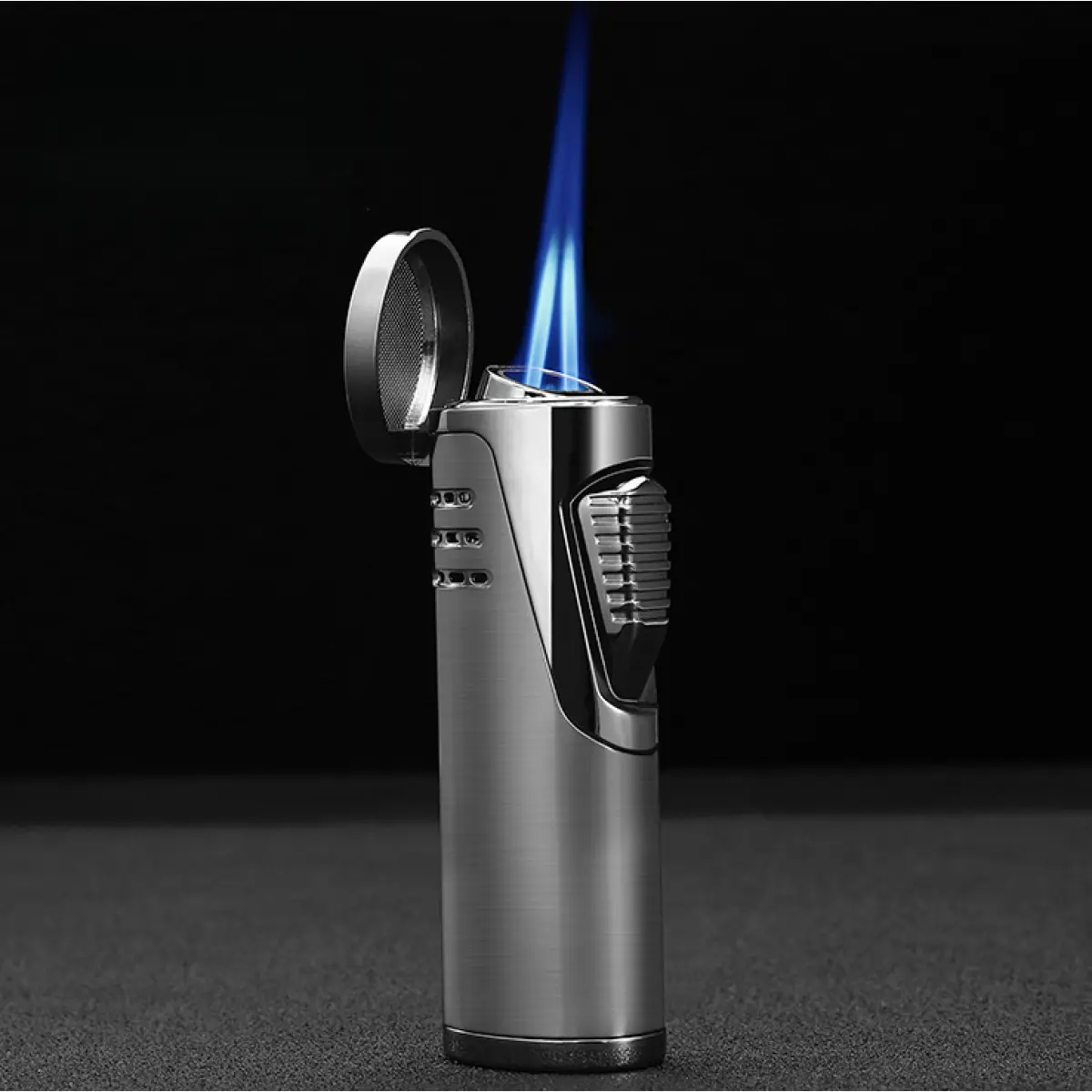 Premium Metal Wind-Resistant Refillable Butane Torch Lighter with Gift Box, Visible Fuel Window for Grill, Camping, Candle Use, Ideal for Outdoor Cooks (Fuel Not Included), Reliable Lighter