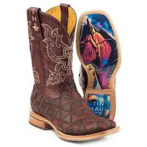 Women's Tin Haul A Cute Angle Boots With Colorful Horse Sole Handcrafted Burgundy