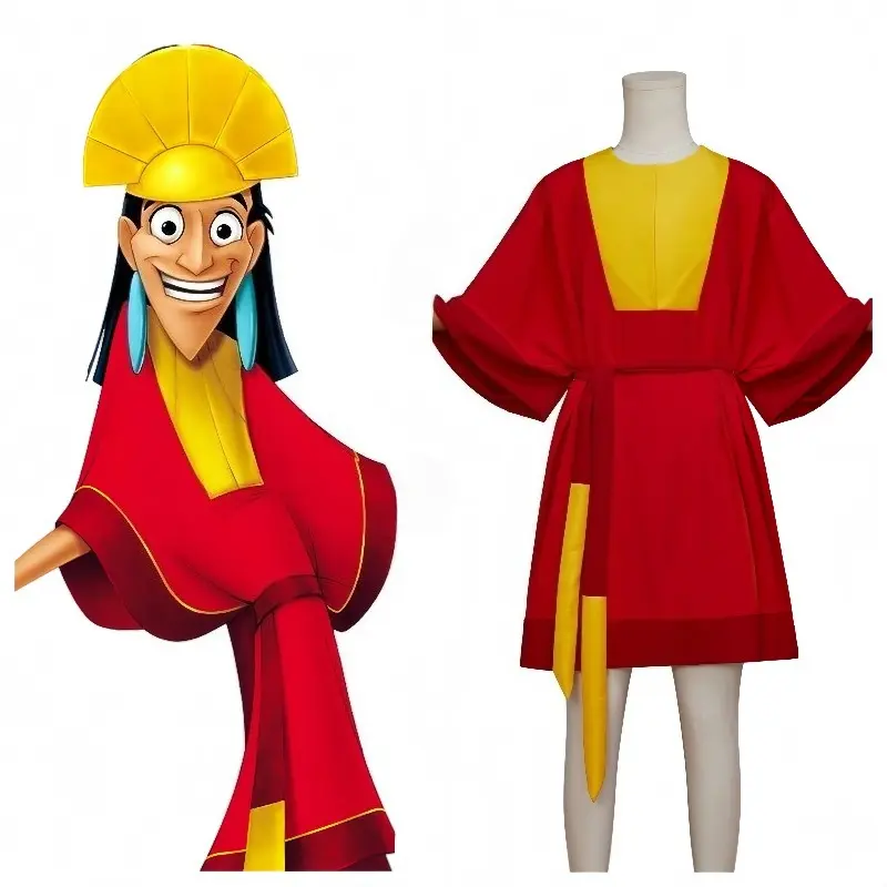 Women's Tunic Dress Emperor Costume, Classic Tiered Layer Outfit with Round Neck, Button Detail & Matching Accessories for a Regal Halloween Look, Crew Neck, Crown-Style Hat