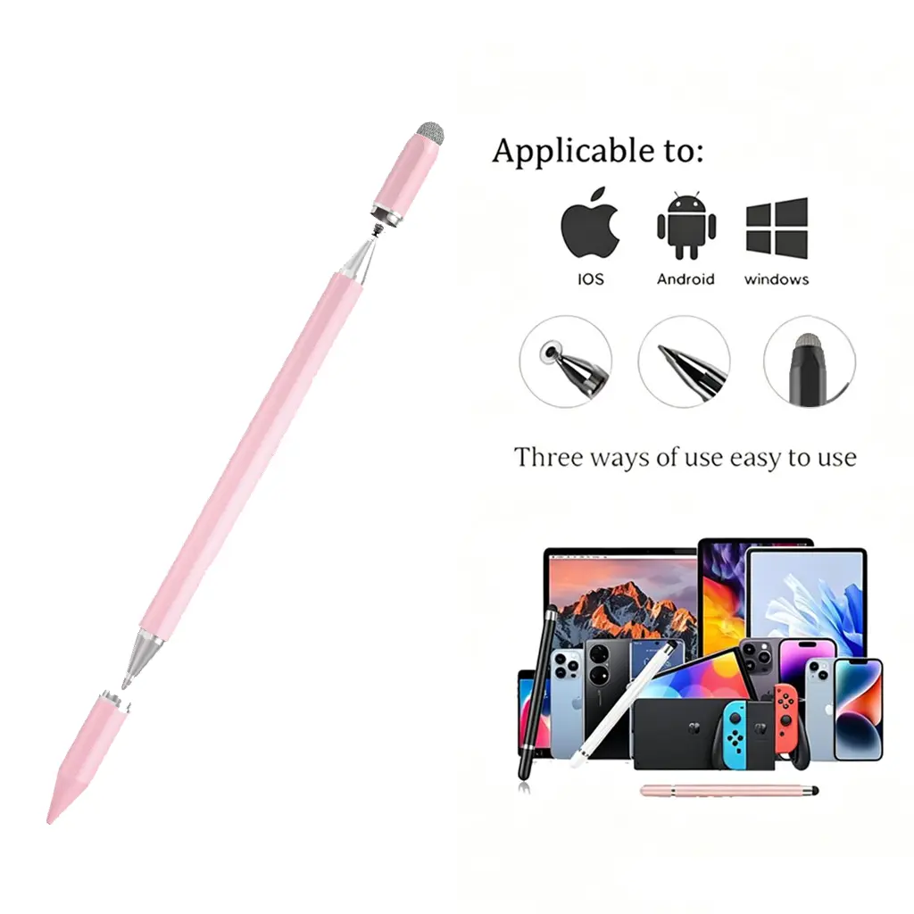 3-in-1 Universal Capacitive Stylus Pencil - High Precision Touchscreen Pen for Handwriting, Drawing, Compatible with iPad, iPhone, Android Tablet Styluses (Pen-Shaped Design), Digital, Tech Pen