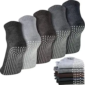 Pack Of 5 Silicone Anti-Slip Grip Socks for Yoga Pilates Barre Home Workout - Non-Skid with Traction for All Seasons - Hand Wash Only