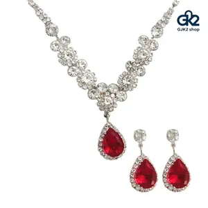 Luxe Teardrop Rhinestone Jewelry Set, Sparkling Crystal Collarbone Necklace & Stud Earrings, Trendy Versatile Sophisticated Accessory for Women, Ideal for Daily Wear, Party, Dating, Holiday & Sweet Birthday Gift for Her
