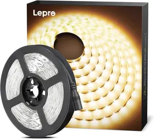 Lepro 12V LED Strip Lights, Flexible SMD 2835 16.4ft Non-Waterproof Warm White Tape Light for Home, Kitchen, Party (Power Adapter Not Included), Led Lights