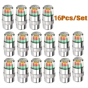 16 PCS Car Tire Pressure Monitor Valve Stem Caps, Tire Pressure Monitor Sensor Indicator, External Valve Detection , Fit for Most Cars