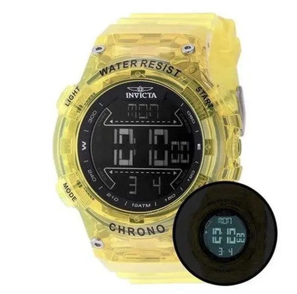 Invicta Racing Burnout Digital Men's Watch- 52mm, Transparent, Yellow(49044)