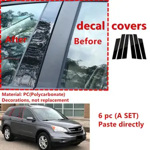 For Honda CR-V 2007-2011, Gloss Black Pillar Posts Door Moulding Trim Window Decal Cover Automotive Car Accessories