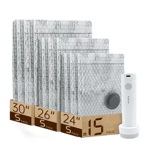 Cordless Travel Vacuum Bag Set - 6/12 Pack Vacuum Storage Bags with Electric Pump, Space Saver Bags Compression for Comforters and Blankets, Sealer Clothes Storage Travel Essentials