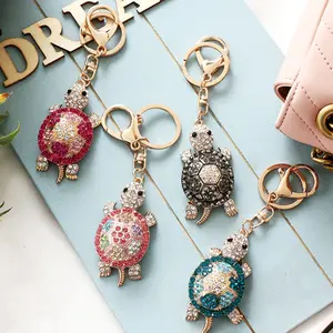 Creative Turtle Keychain – Cute Diamond Accent Metal Pendant, Small Gift