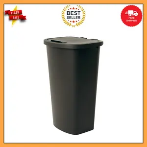 Black 11 Gallon Lift Top Trash Can – Space-Saving, Durable Plastic for Kitchens & Home Use