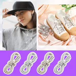 4Pcs Rhinestone Glitter Ropes, Crystal Bling Shoelaces, Fashion Costumes Accessories, Suitable for Hoodies, Shorts, Sweatpants, Dresses, Shoes
