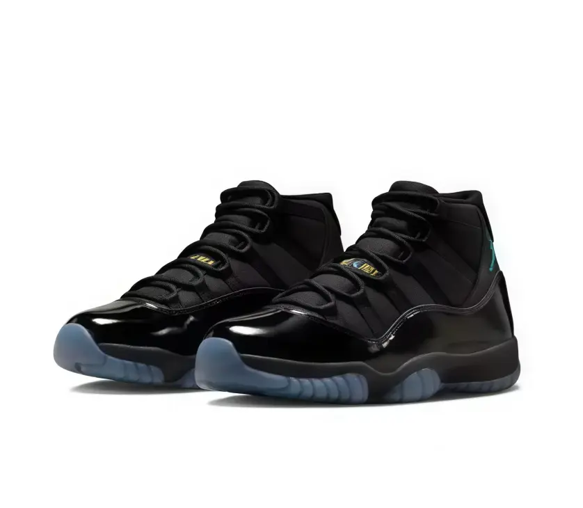 Streetwear basketball kicks that instantly elevate every sleek all-black monochrome daily outfit, sweat-wicking perforated mesh leather upper adopting solid glossy black base with subtle small turquoise logo details, built-in multi-hole ankle vent cutouts