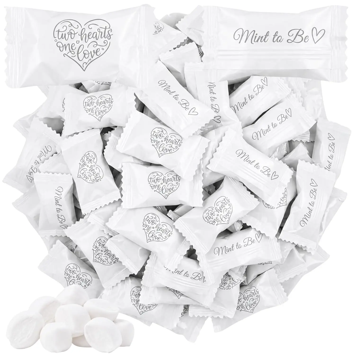 Tree Treasures Two Hearts in Love Peppermint Butter Mints – 216 Individually Wrapped Wedding Mints for Bridal Showers & Receptions