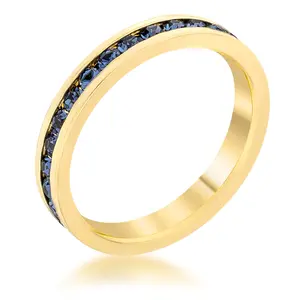 Stylish Stackables Montana Blue Gold Ring - Gold Base with Montana Blue Accent - Modern & Versatile Accessory for Everyday Wear