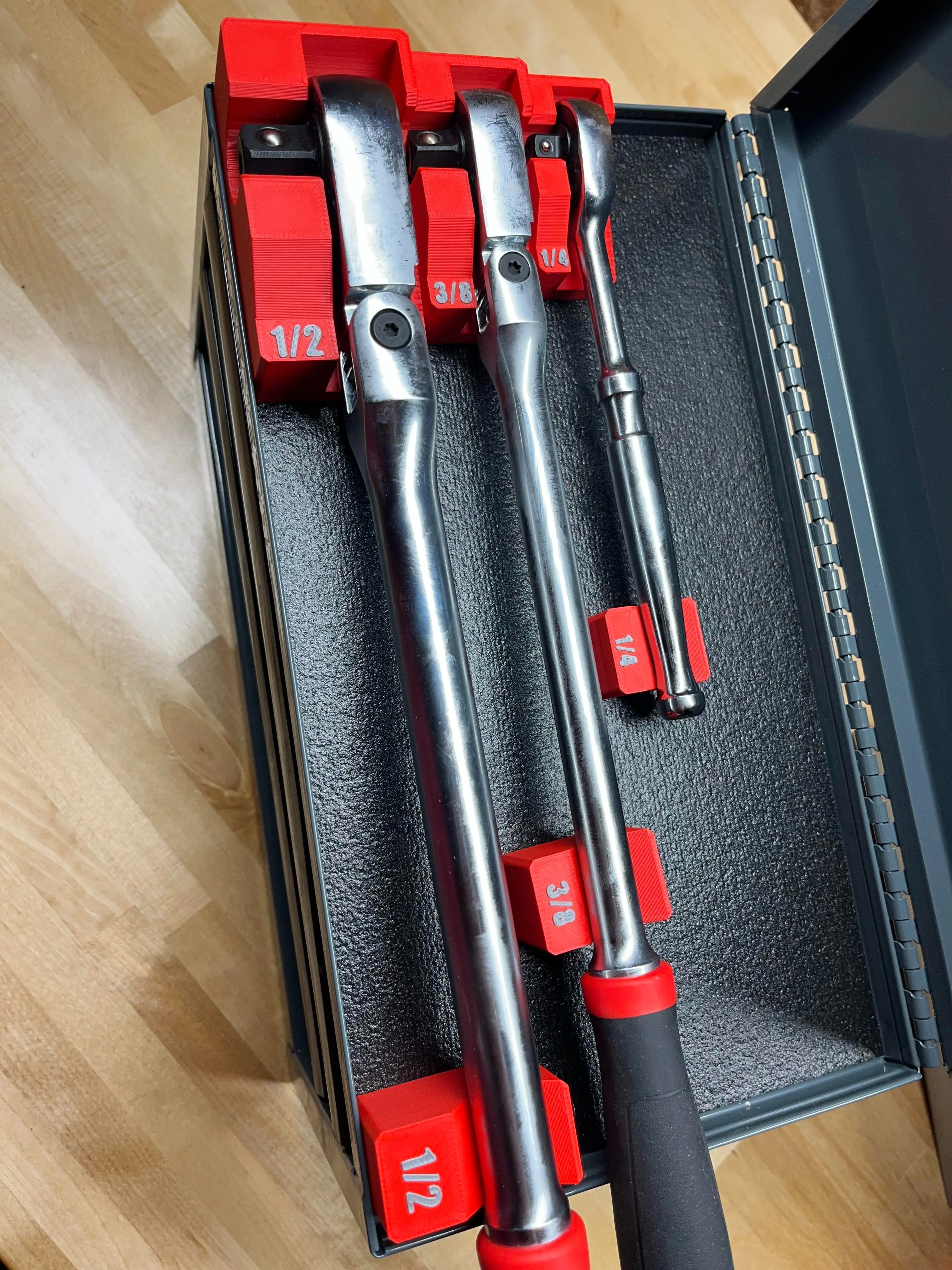 Ratchet Organizers - Edge Series - 1/4”, 3/8”, & 1/2” - Magnetic Base Tool Holder for Toolbox - Tool Organization