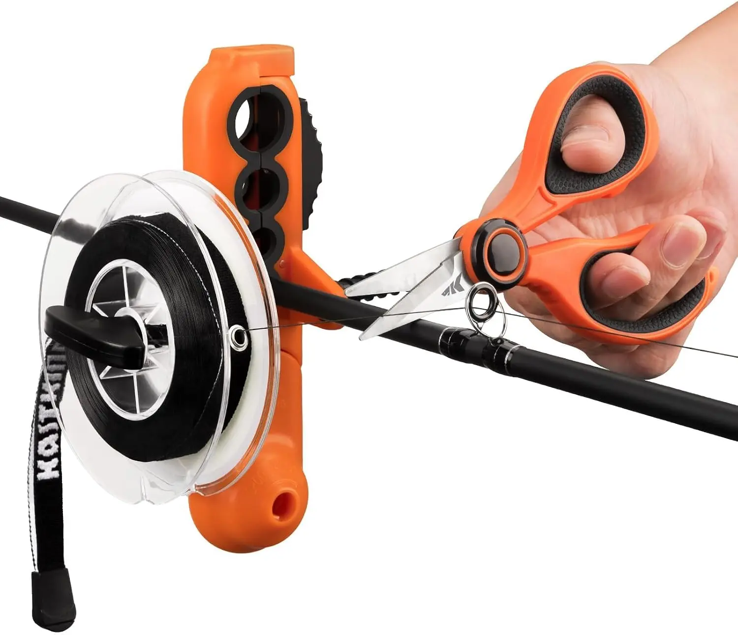 KastKing Kalibrate Fishing Line Spooler, Line Counter & 5" Braid Scissors,Line Spooler & Scissor - Orange
