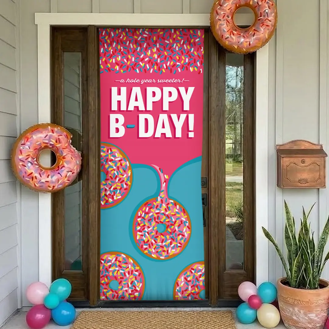 Birthday Door Sleeve, "A Whole Year Sweeter" Design, Festive Birthday Party Door Sleeve