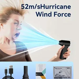 Portable Compressed Air Duster, Snow Blower, Violent Fan, Super Powerful Fan, Outdoor Blower, Hair Dryer, Emergency Flashlight, Emergency Blower, Emergency Blower - 130,000RPM, 3 Adjustable Speeds, Rechargeable, Suitable for Home, Car, Outdoor, Camping