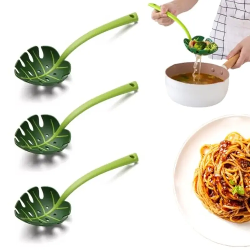 Monstera Leaf Shaped Slotted Spoon, Creative Design for Cooking, Ideal for Kitchen & Restaurant Use, Durable Stainless Steel Material, Kitchenware, Utensils, Kitchen Tools, Kitchen Supplies