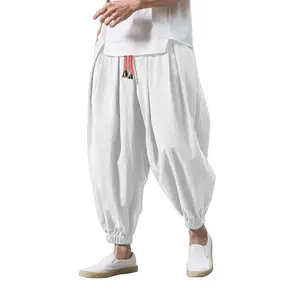 fashion  pants men  fitness 2024 New Fashion Drawstring Harem Pants MenS Baggy Jogging Pants Japanese Men Crotch Wide Leg Pants Male Casual Loose Trousers Fabric Menswear Soft