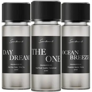 Hotel Diffuser Oil Discovery Kit | Inspired by Five-Star & Luxury Hotel Scents | Aromatherapy Oils with Notes of Cardamom, Tuscan Leather, and Sandalwood (20ml, Top 3 Scents)