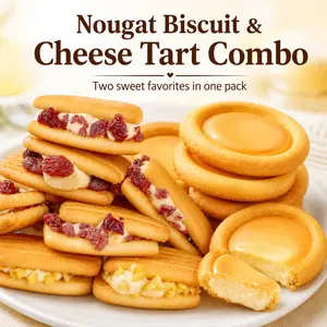 Milk Crumb Pulling Nougat Sandwich Cookies & Cheese Soft Heart Tarts Gift Set – Stretchy, Gooey & Creamy Snack Duo, Individually Wrapped for Lunch Box, Office, Afternoon Tea & On-the-Go