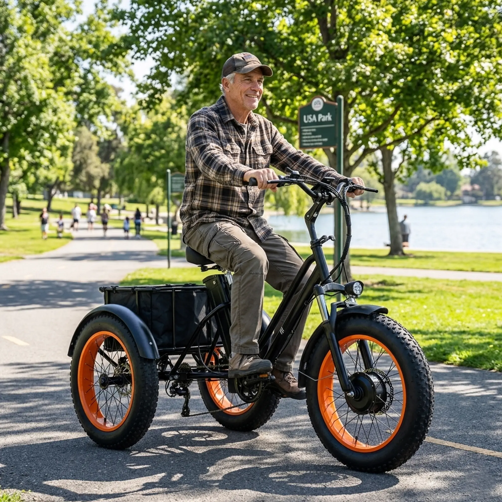 Easingo Adult Electric Tricycle with Pedal Assist, 700W Motor, 18 MPH Top Speed, 50 Mi Max Range, 48V 15Ah Lithium Battery, 400 Lbs Max Load, 20×4.0" Fat Tires, Spring Shock Absorber, Large-Capacity Front Basket, Ideal Outdoor Cycling Gift