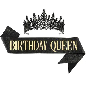 【For U Gifts】2026 NEW Rhinestone Crown & Belt Set, Birthday Queen Crown, Tiaras, Elegant Crown Design, Fashion Hair Accessories for Women & Girls, Elegant All-match Fashion Accessories for Daily Wear