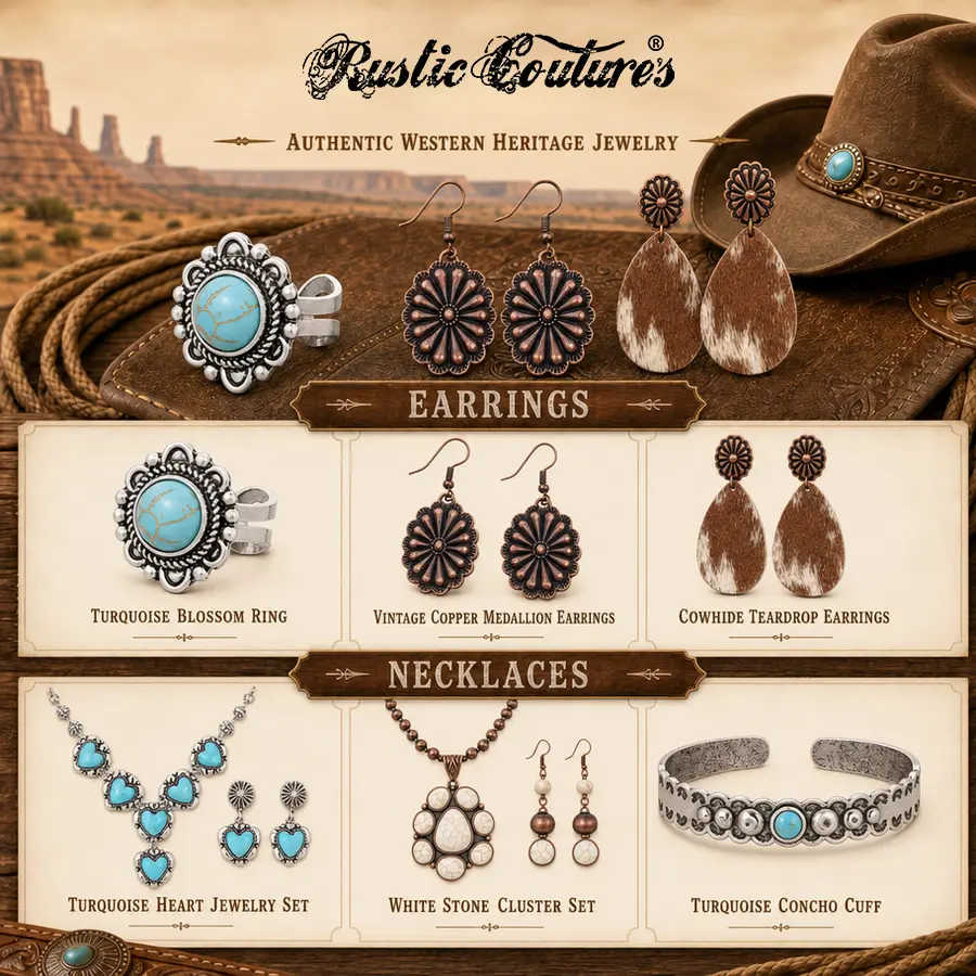 Rustic Couture's Jewelry Mystery Box for Women Random Assorted Jewelry Blind Box Western Cowgirl Boho Styles Earrings Necklaces Bracelets & Rings 2/3PCS Surprise Collection