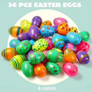 Nexapick Colorful Food-Safe Plastic Easter Eggs - 6-12 Pack, 2 Sizes, Snap-Open Assorted Printed Fillable Surprise Eggs for Kids’ Easter Hunt & Party Favors