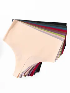 Women's Minimalist Solid High Waist Thongs, Seamless Underwear, Lady Casual Basic Comfy Breathable Seamless Panty for Daily Wear, Ladies Comfort Underwear for All Seasons, Womenswear Panties, High Waisted Panties