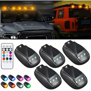 5PCS Solar LED Roof Lamp Wireless Remote Control 8 Color-Changing RGB Strobe Light for Trucks Pickup SUV Enhanced Night Visibility Vehicle Safety