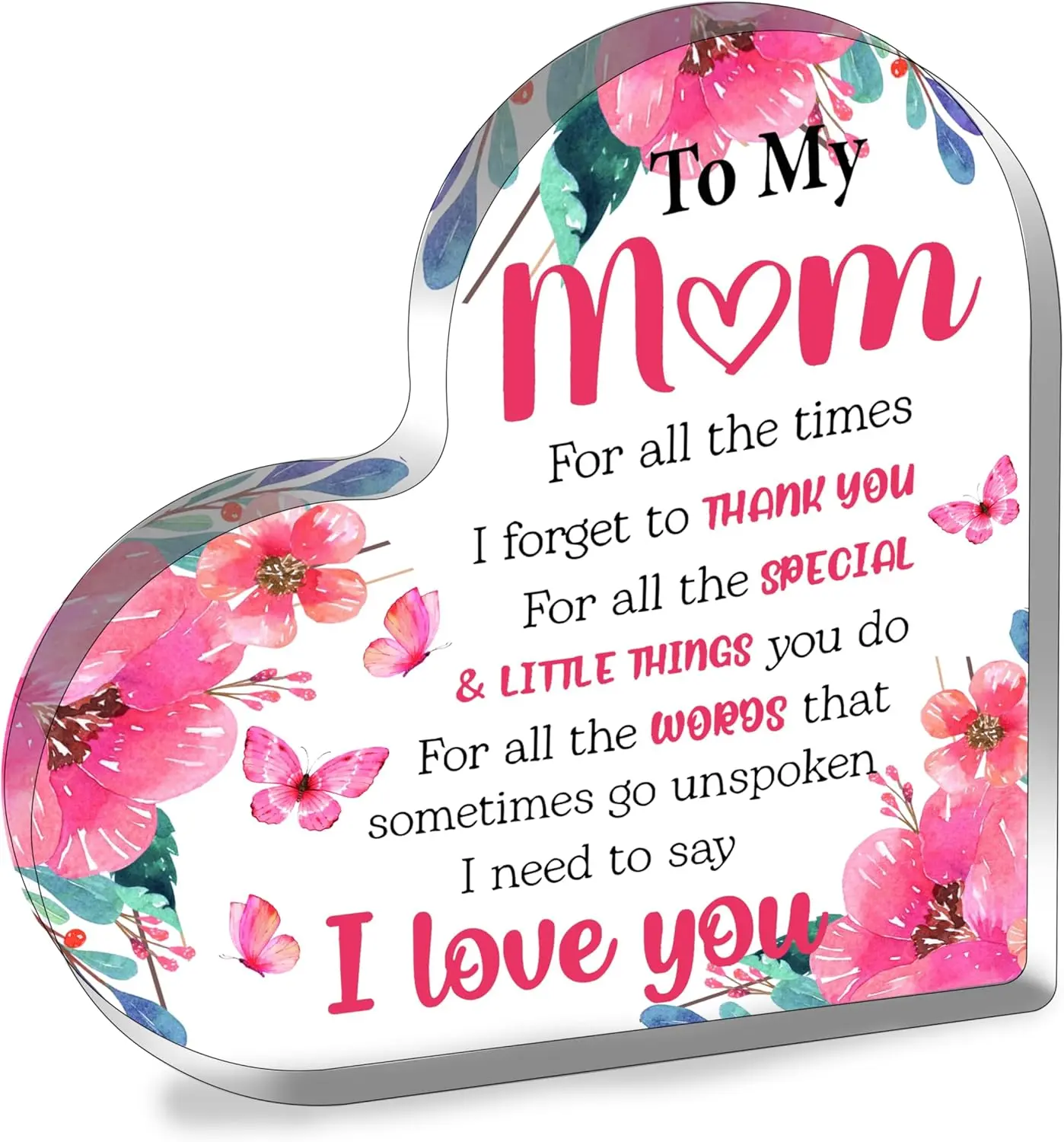 Premium Acrylic Heart-Shaped Plaque for Mom - Unique Festive & Home Supply Gift with Heartfelt Message from Daughter, Ideal for Christmas Stocking Stuffer or Mother's Day