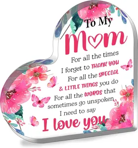 Heart-shaped acrylic block for mom – a thoughtful Christmas stocking stuffer or gift for Mother's Day, birthday, or any special occasion!