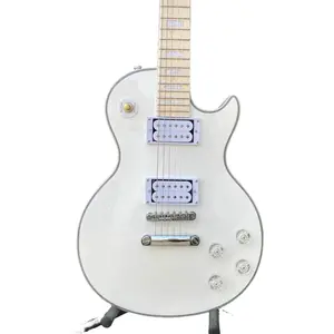 White LP Guitar, Maple Fretboard, solid Body ,HH Pickups, hrome-plated hardware