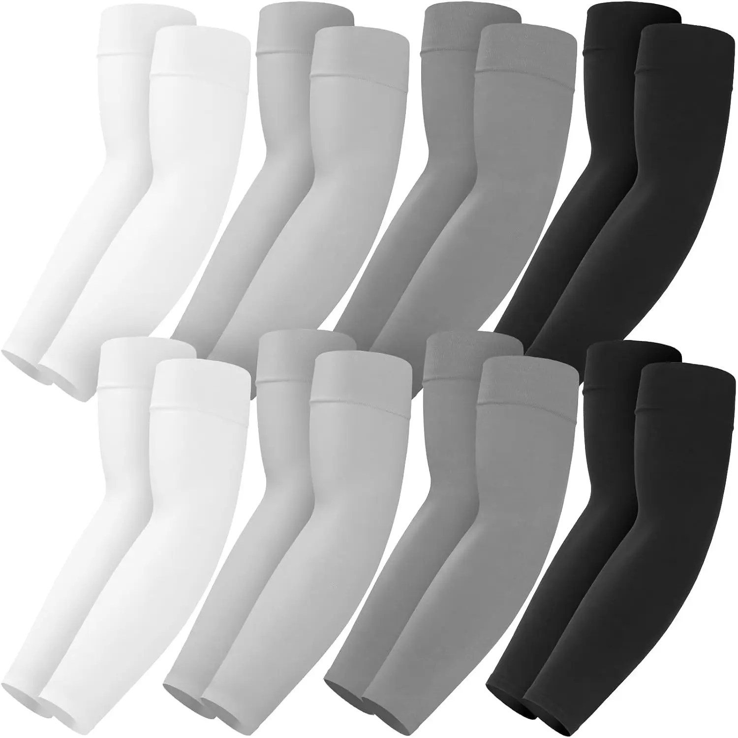 8 Pairs UV Sun Protection Arm Sleeves Cooling Compression Arm Covers for Men Women Outdoor Sports