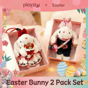 Kawaii Flopsy Bunny Plush Keychain - Adorable Easter Basket Stuffer Gift for Girls, Soft Huggable Rabbit Toy for Birthday & Valentine's Day