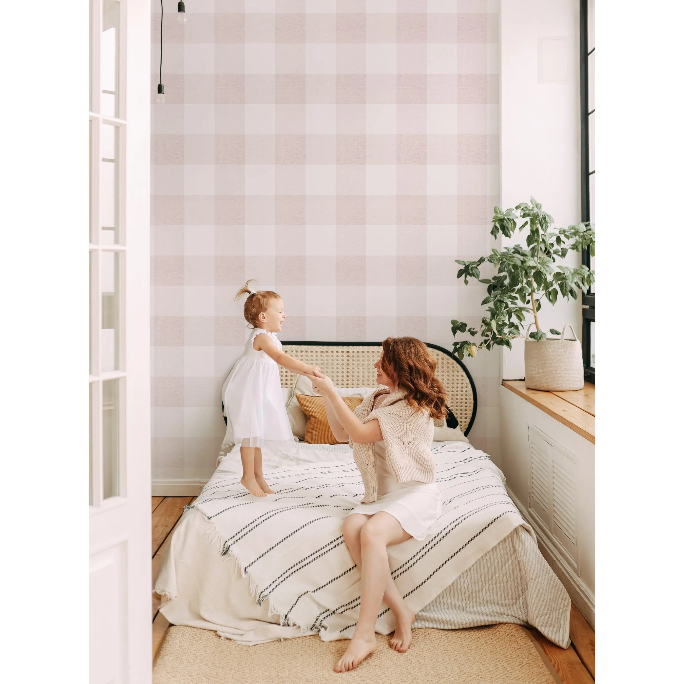 Medium Self-Adhesive Checkered Pattern Wallpaper, Renter-Friendly Home Improvement Decor with Cozy Country Touch for Nursery, Accent Wall (Different Pattern Sizes Available)