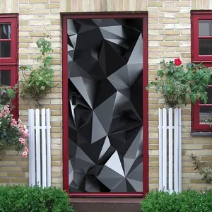 2pcs   Modern Geometric Black White Gray Diamond Wall Stickers Self Adhesive Removable PVC Art Decal for Living Room Bedroom Home Decor Minimalist Style  Collage Self-Adhesive Door Sticker