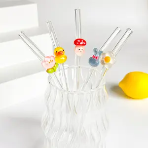 Reusable Colorful Glass Straws Set, Drinking Straw, Durable & Heat Resistant, Includes Cleaning Brush, Perfect for Cold Drinks, Parties, Holidays, Home Bar Accessories, Glass Straw Drinkware