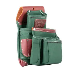 OxyLights 8062 Occidentak Leather 4 Pouch Fastener Bag Green & Red Tool Pouches with Secure Fastening