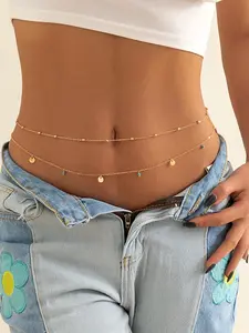 Women's Elegant Minimalist Waist Beads Chains (2pcs/set), Fashion Retro Pendants Belts Chains for Party, Daily Decor, Trendy All-match Vintage Body Jewellery As Birthday Gift, Chic Body Jewelry