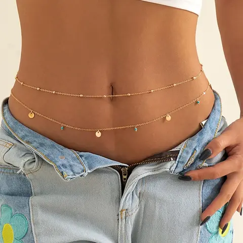 Women's Elegant Minimalist Waist Beads Chains (2pcs/set), Waist Bead Bundle, Fashion Retro Pendants Belts Chains for Party, Daily Decor, Trendy All-match Vintage Body Jewellery As Birthday Gift, Chic Body Jewelry, Cute Jewelry, Body Chain Accessory